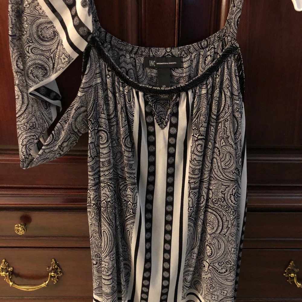 INC Dressy Blouse Ladies long sleeve Peek a boo blouse